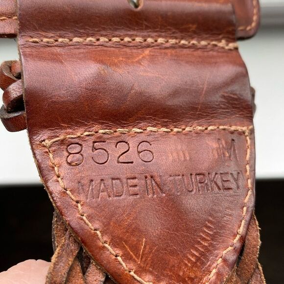 Vintage Brown Braided Leather Belt size max W 32”  2.25” wide Boho Preppy Beach - Picture 4 of 7